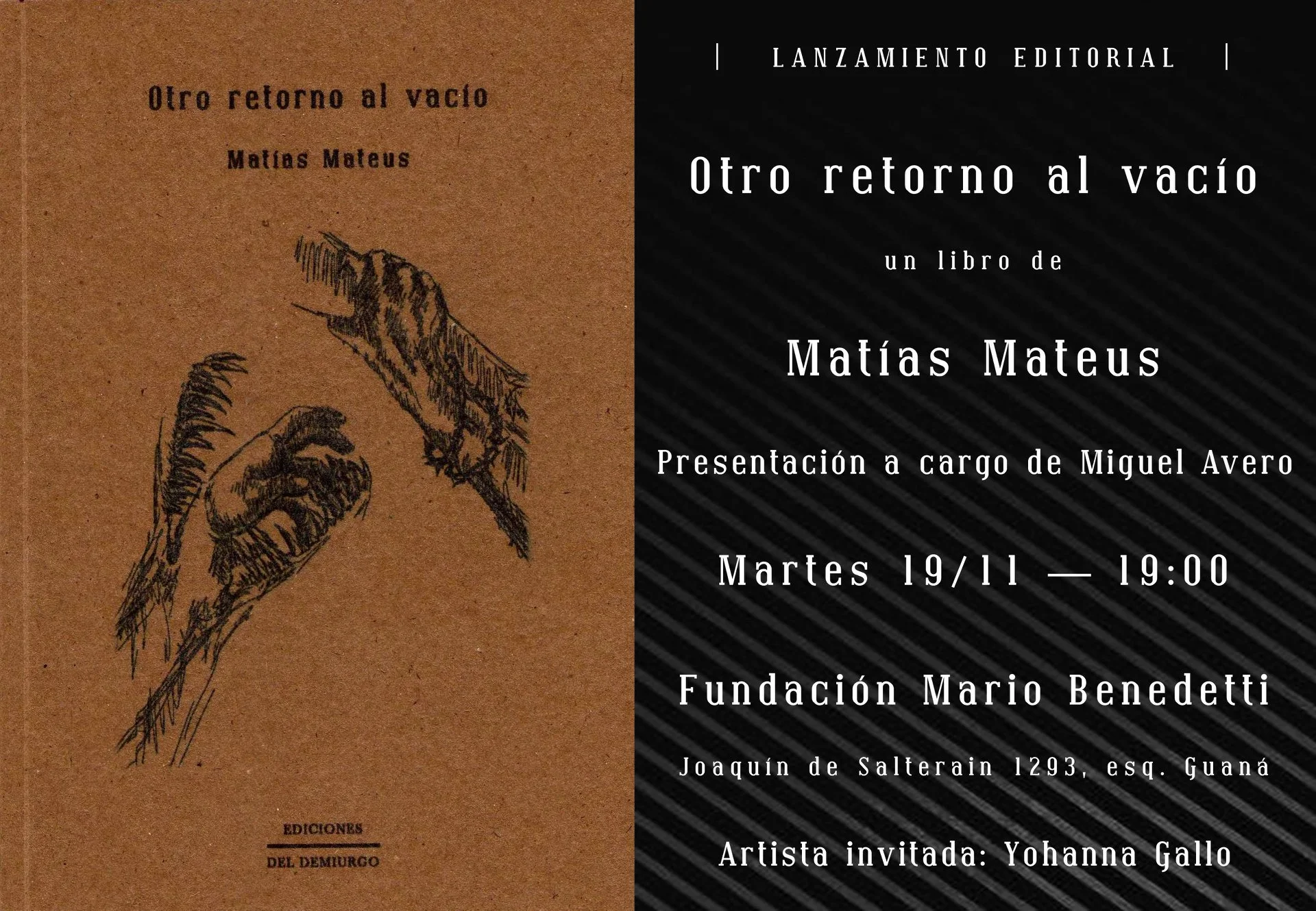 Flyer de Presentación de «Otro retorno al vacío» de Matías Mateus